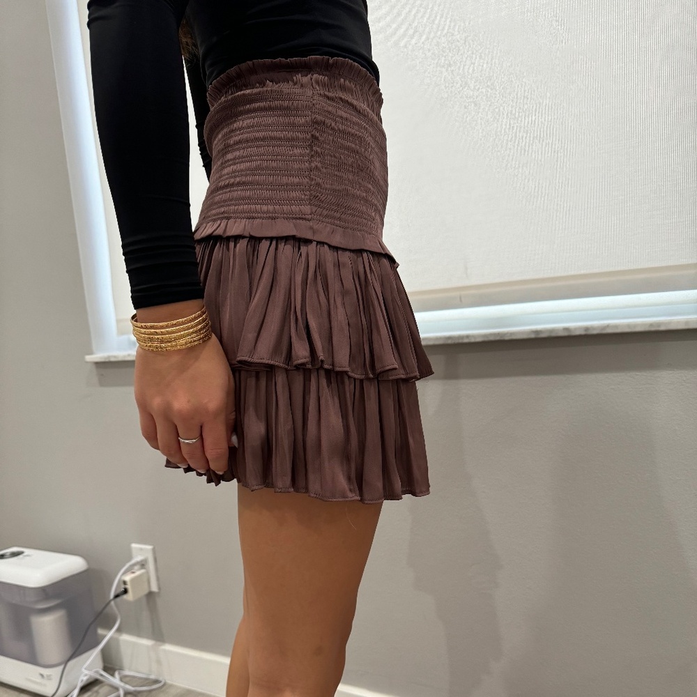 size XS mini brown satin skirt. great condition. worn twice